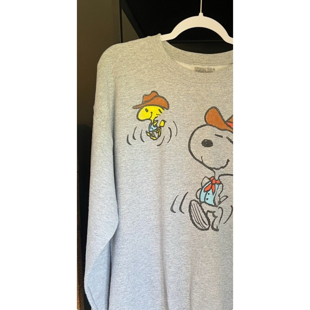 Peanuts Snoopy Woodstock Cowboy Sweatshirt. Cozy Fleece Lined. Large Official - Picture 5 of 5